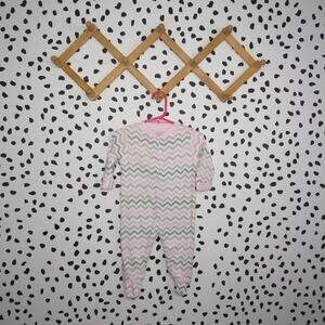 Cutie Pie Pink Chevron Baby Footed Sleeper Pajamas